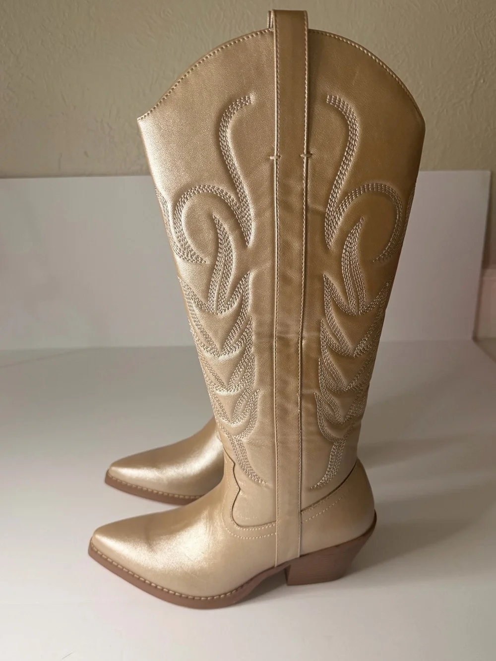Coconuts by Matisse Metallic Cream Pointed-Toe Over-The-Knee Boots
